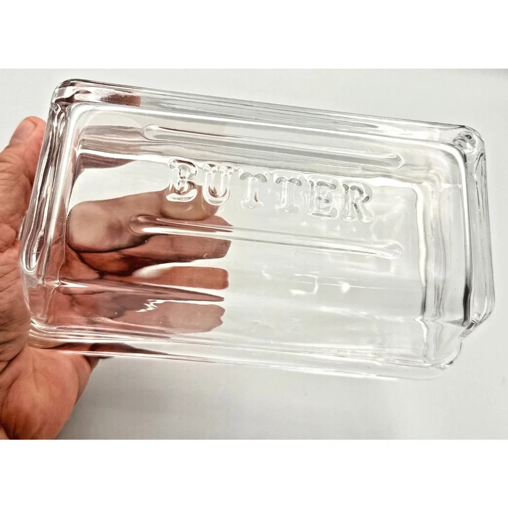 Magnolia Hearth & Hand Clear Glass Butter Dish Farmhouse Joanna Gaines Cottage